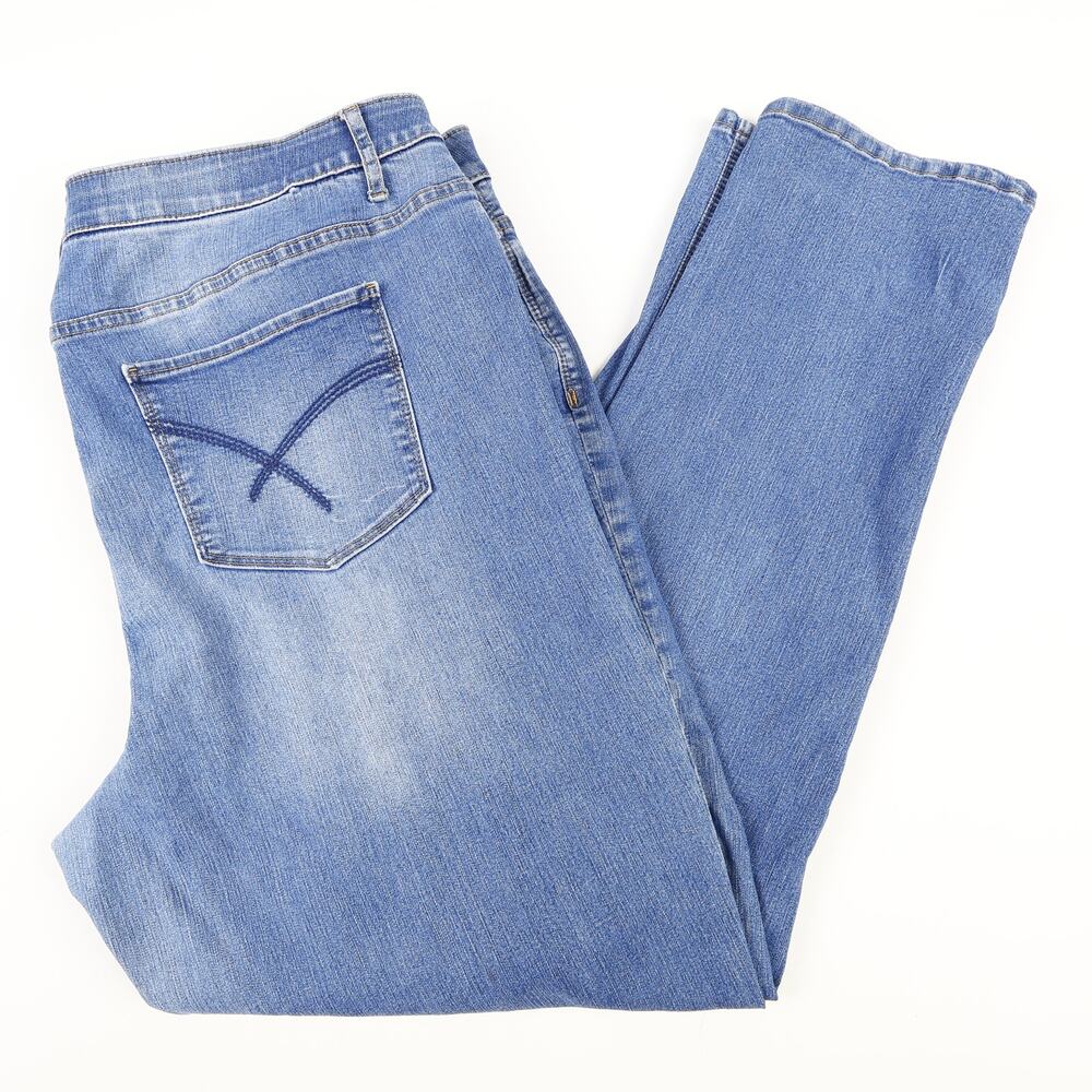 CJ Banks Womens Plus 20W Distressed Stretch Blue Jeans Medium Wash